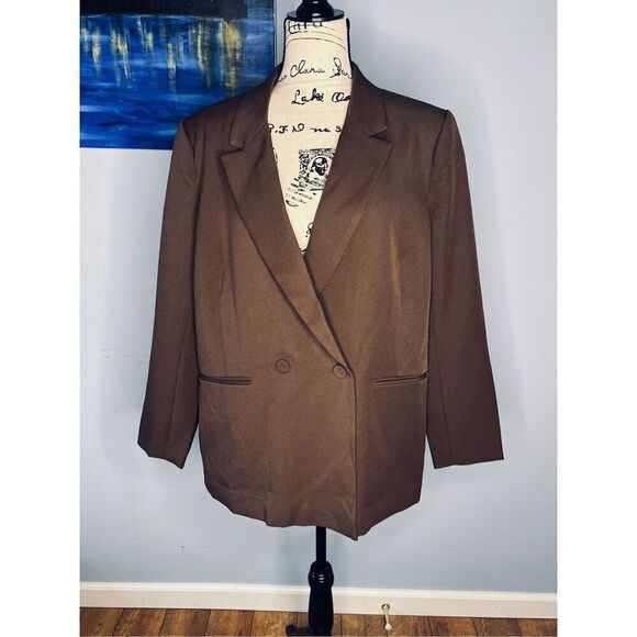 Brand New Aware by Vero Moda Women's Size 8 Brown Double Breasted Jacket - Picture 1 of 10